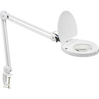 Lampe loupe DEL avec support en A, Dioptrie 3, Ampoule DEL, Bras de 47", Pinces serre-joints, Blanc Cam Industrial