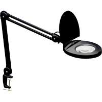 Lampe loupe ajustable, Dioptrie 5, Ampoule DEL, Bras de 47", Pinces serre-joints, Noir Cam Industrial
