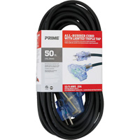 Cordon rallonge All-Rubber, Ext&eacute;rieur, SJOOW, AWG 12/3, 15 A, 3 prise(s), 50' Cam Industrial