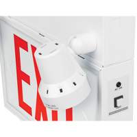 Enseigne de sortie avec &eacute;clairage de s&eacute;curit&eacute;, DEL, &agrave; piles/&agrave; raccordement fixe, 12-1/10" lo x 11" la, Anglais Cam Industrial
