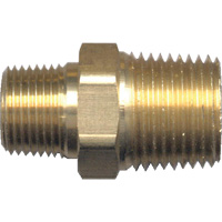 Reducing Hex Nipple, Brass, 1/2" x 3/8", NPT x NPT Cam Industrial