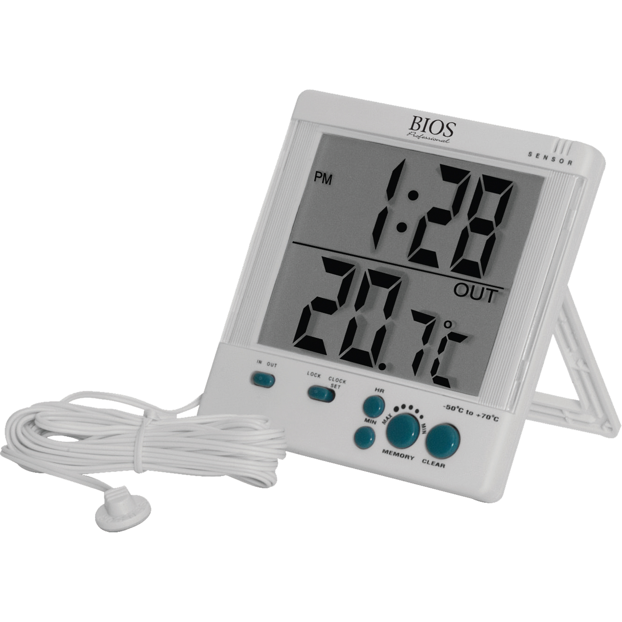 BIOS Indoor/Outdoor Thermometers With Clock Cam Industrial